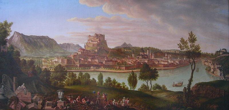 Johann Michael Sattler Ansicht von Salzburg vom Burglstein aus Norge oil painting art